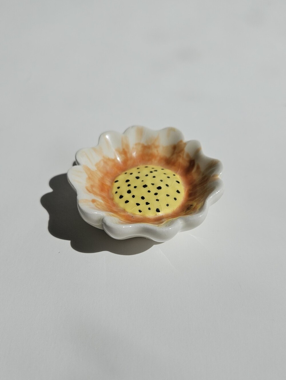 Orange Flower Shaped Ceramic Mini Ring Dish